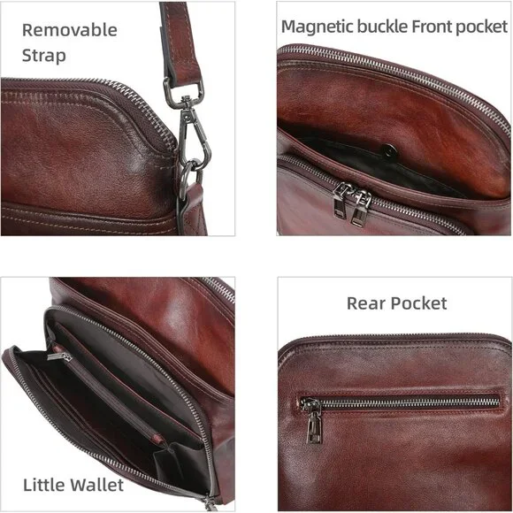 Lightweight Vintage Cowhide Leather Crossbody Bag - Versatile Shoulder Purse